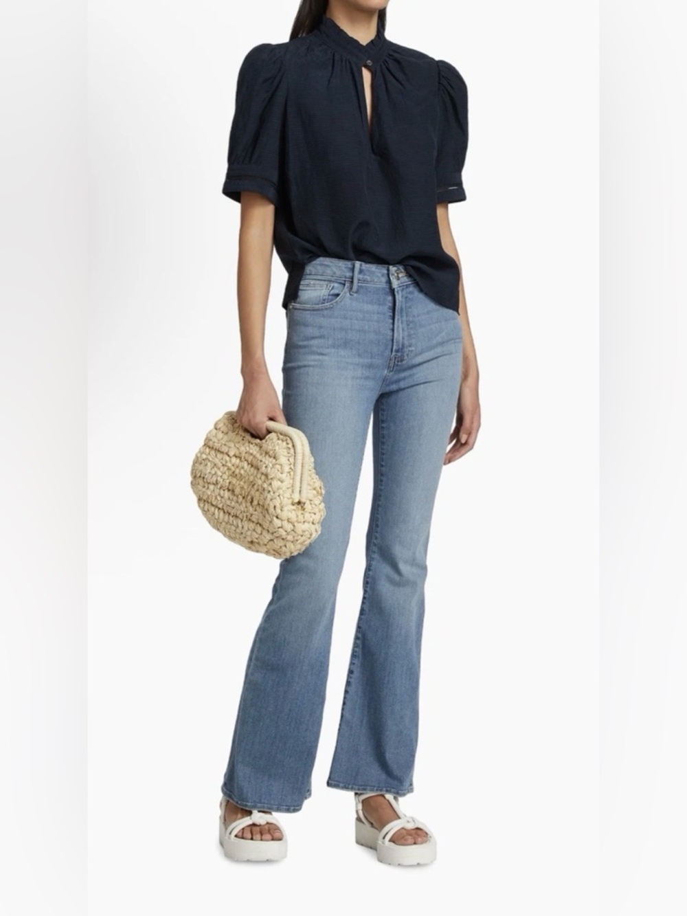 Frame Le Easy Flare Stretch Jeans In Anastasia Wash Size 30 Excellent Used Cond